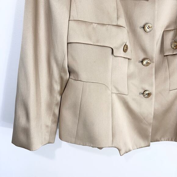 Escada Silk Cropped Blazer | Gold | SZ 42 (12) - Picture 4 of 13